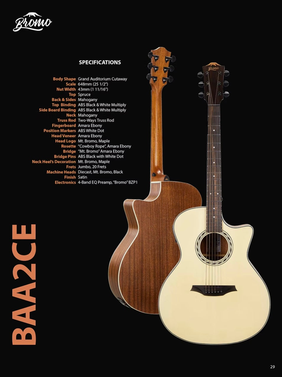 BAA2CE Bromo Guitars Appalachia Series